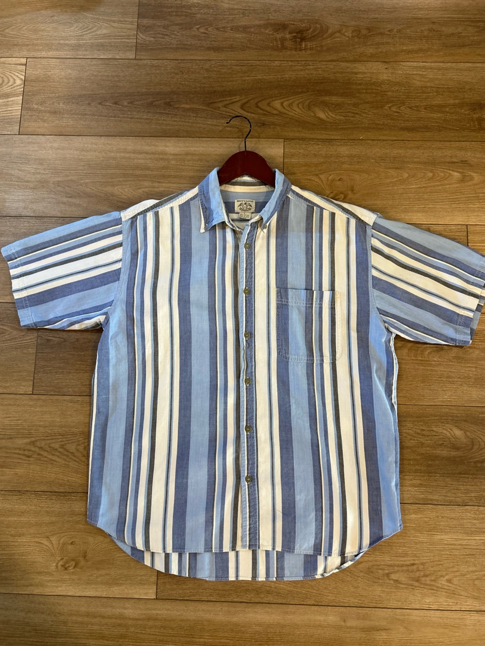 Vintage Brittania Blue Striped Button Up Shirt Large